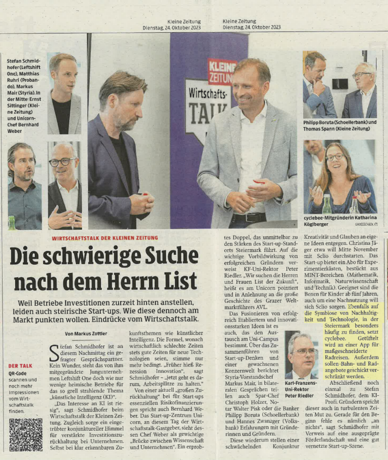 Kleine Zeitung Wirtschaftstalk vom 24.10.2023