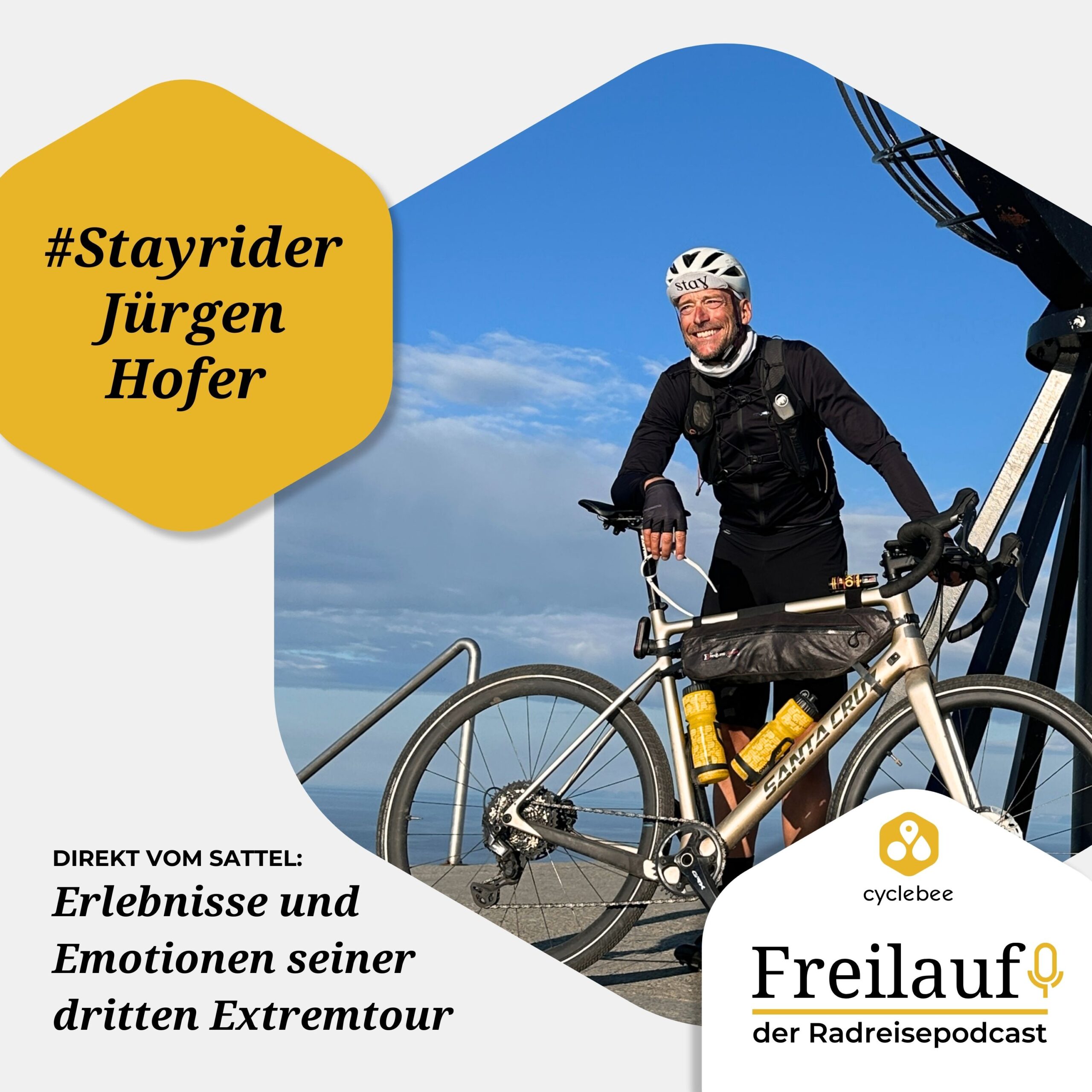Freilauf Podcast #16: Jürgen Hofer wird erneut als #Stayrider zum Extremsportler. Das Gespräch nach 250 Tageskilometern auf dem Sattel